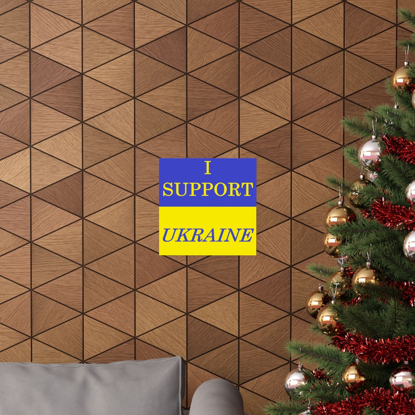 I Support Ukraine Matte Poster — Blue & Yellow Solid Flag Print