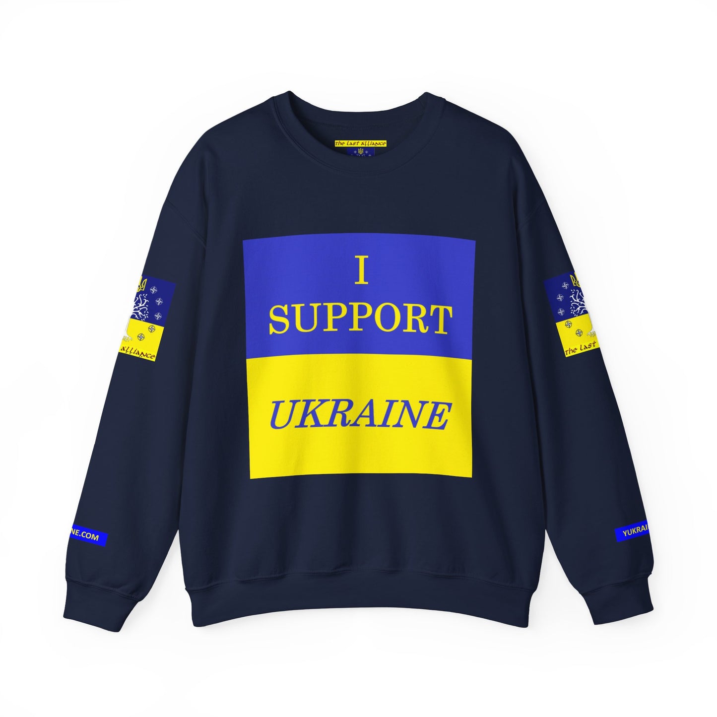 I Support Ukraine Crewneck Sweatshirt — Ukrainian Flag & Tryzub Support Pullover