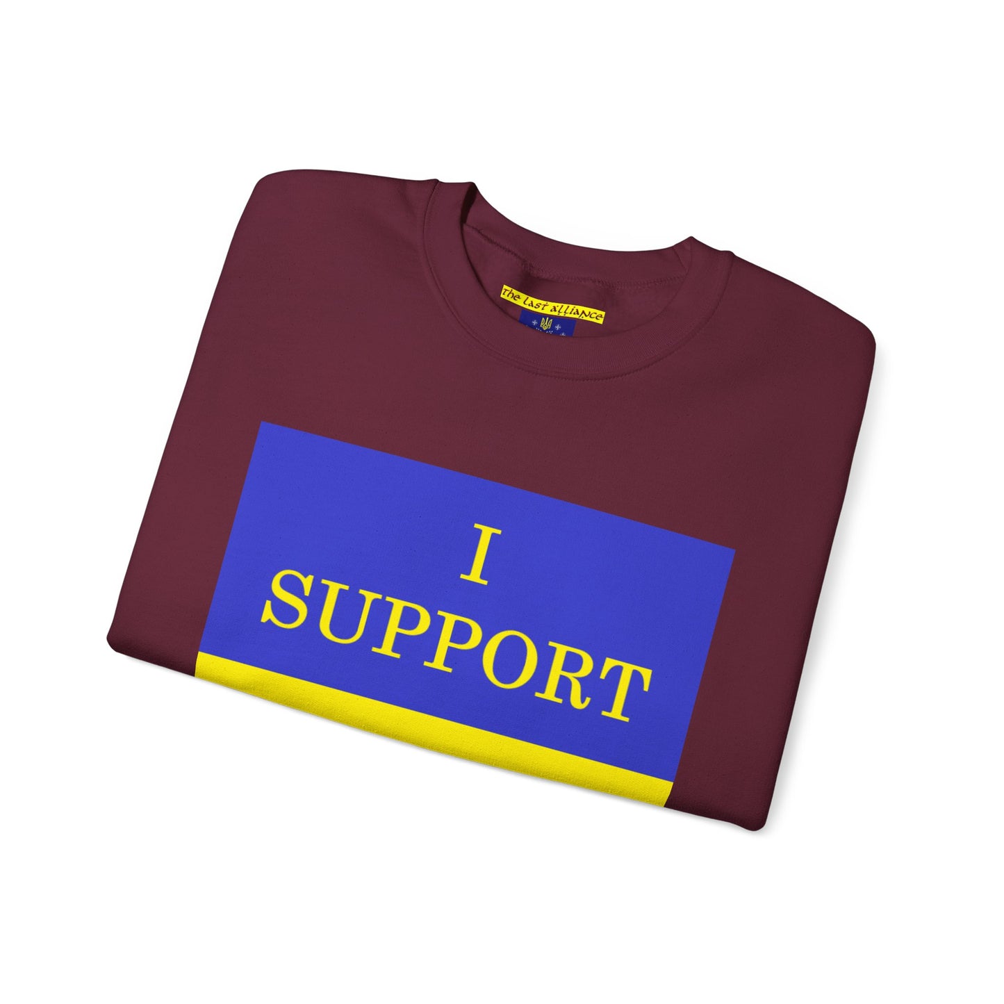I Support Ukraine Crewneck Sweatshirt — Ukrainian Flag & Tryzub Support Pullover
