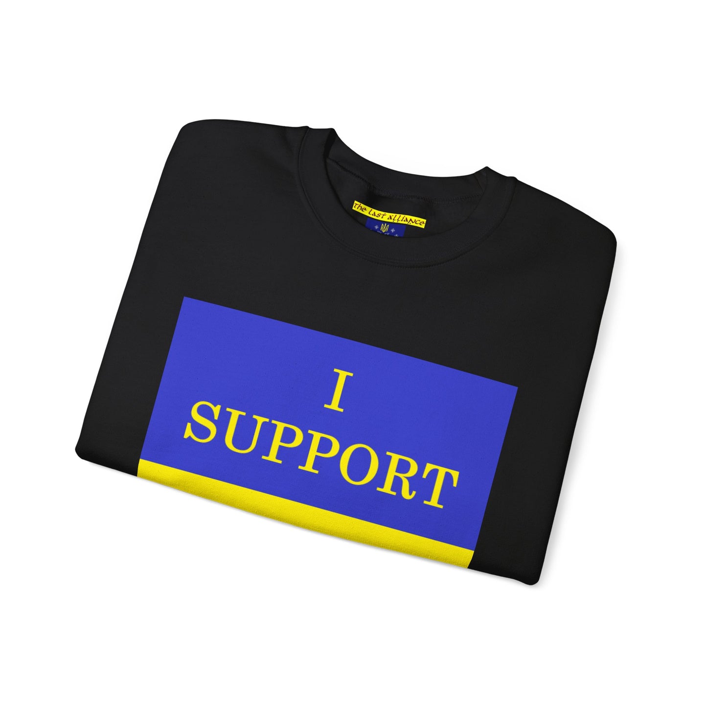 I Support Ukraine Crewneck Sweatshirt — Ukrainian Flag & Tryzub Support Pullover