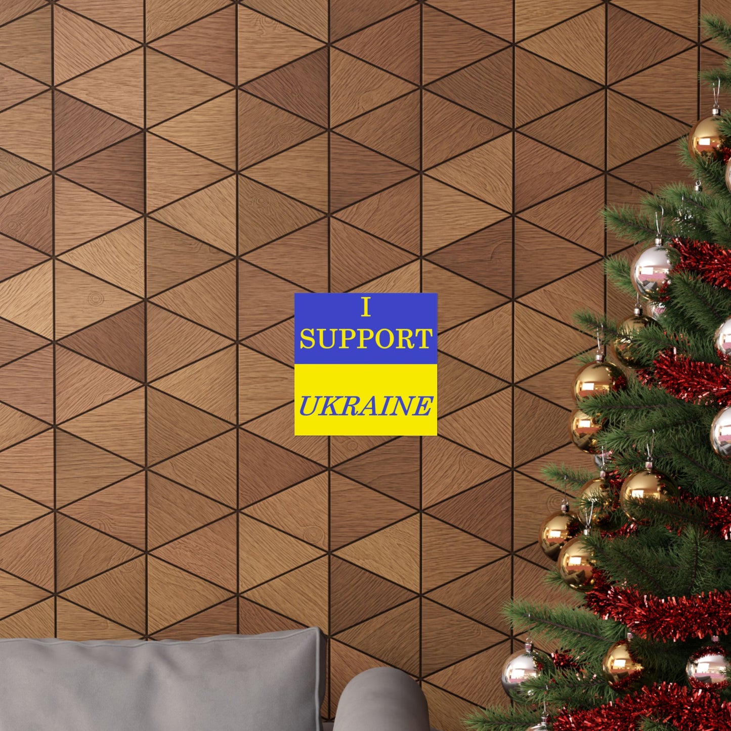 I Support Ukraine Matte Poster — Blue & Yellow Solid Flag Print