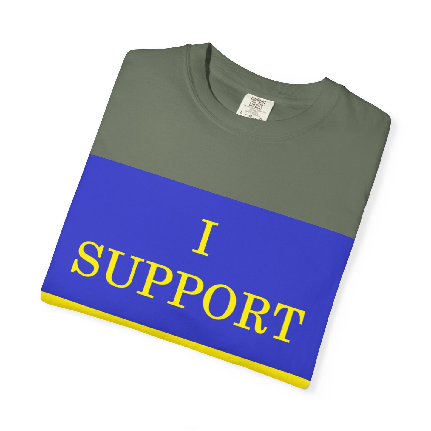 I Support Ukraine T-Shirt — Ukrainian Flag & Tryzub Graphic