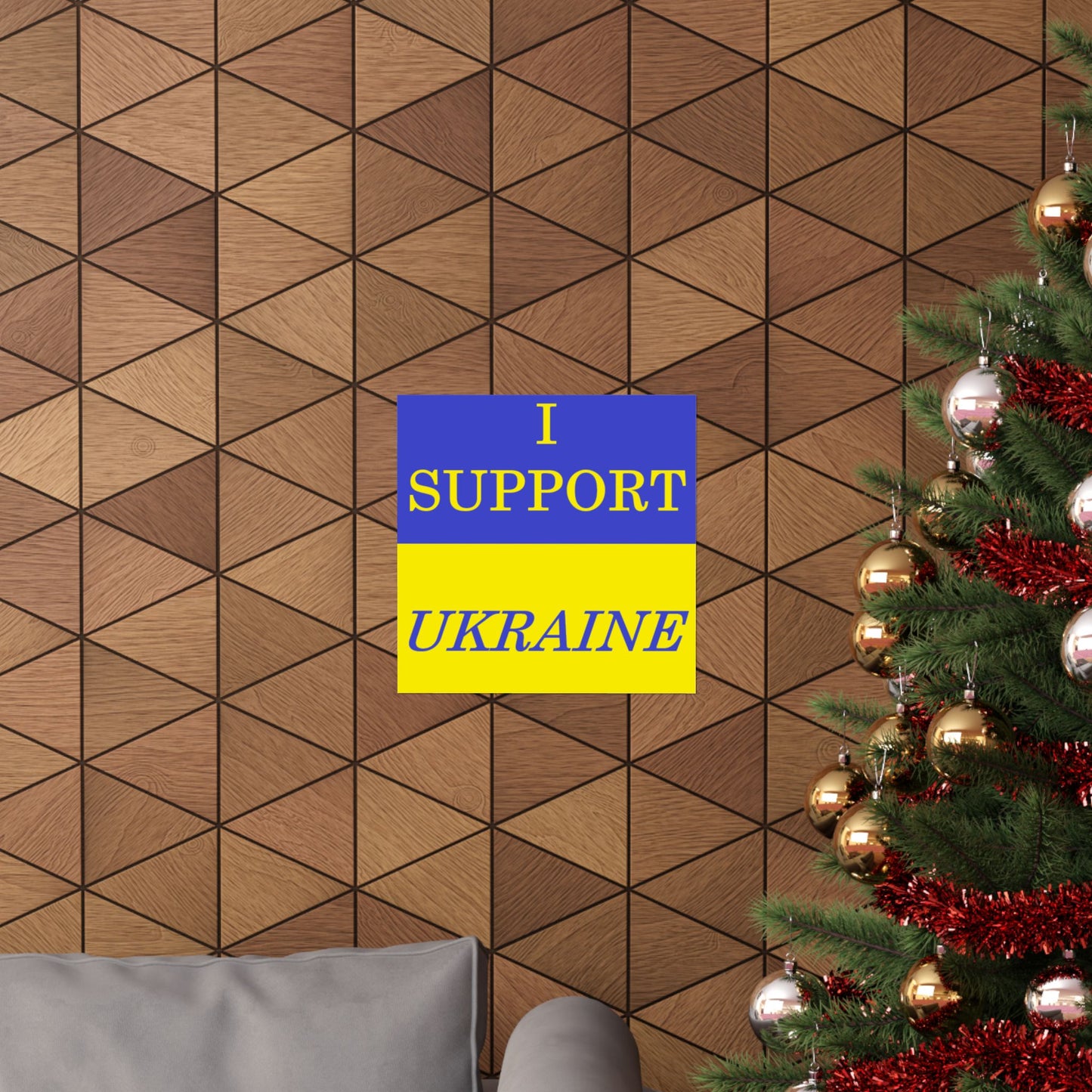 I Support Ukraine Matte Poster — Blue & Yellow Solid Flag Print