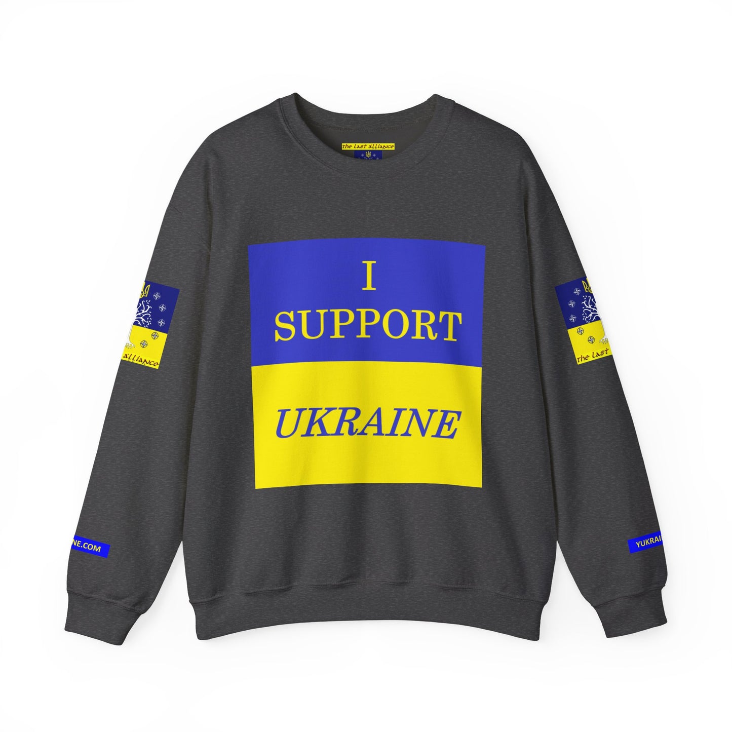 I Support Ukraine Crewneck Sweatshirt — Ukrainian Flag & Tryzub Support Pullover