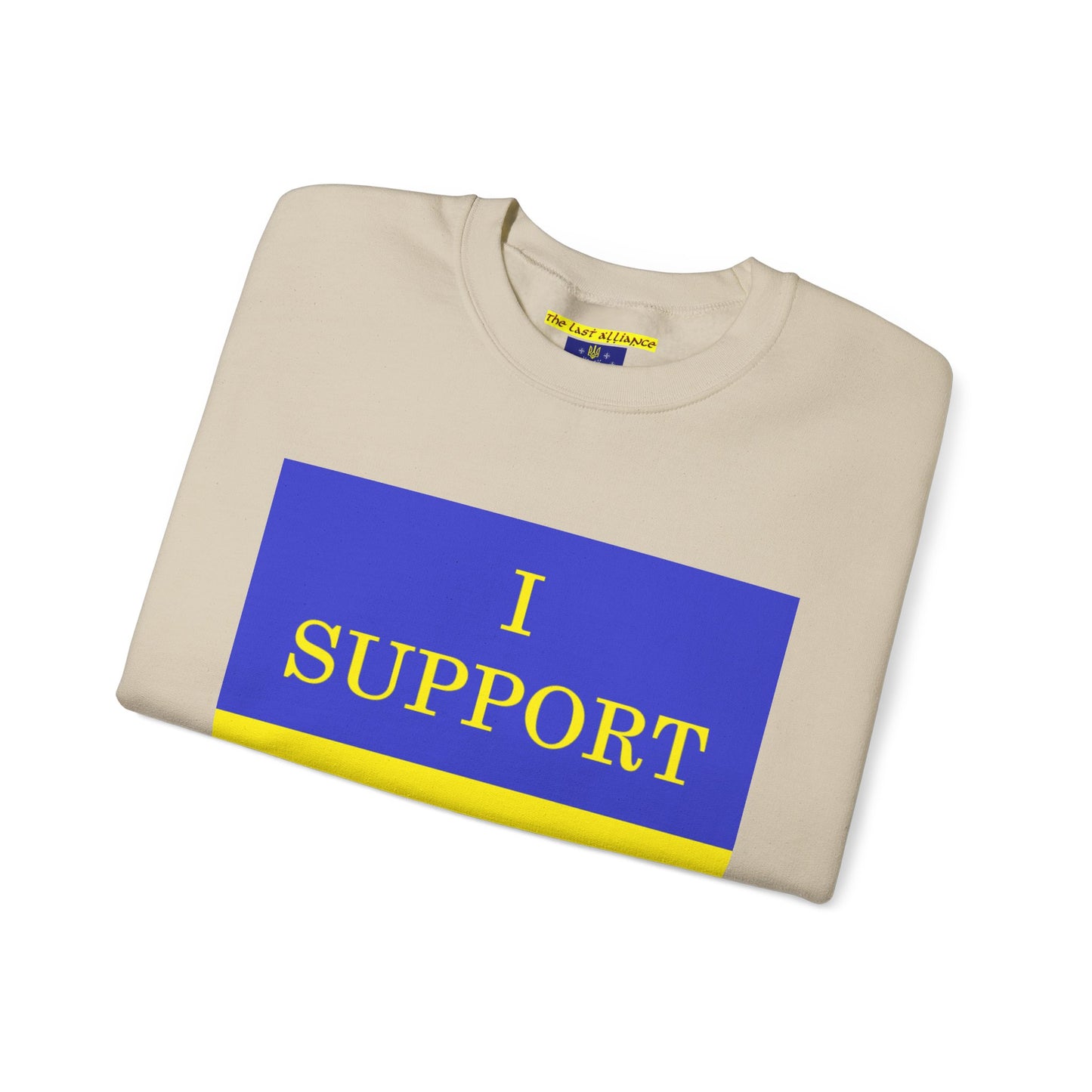 I Support Ukraine Crewneck Sweatshirt — Ukrainian Flag & Tryzub Support Pullover