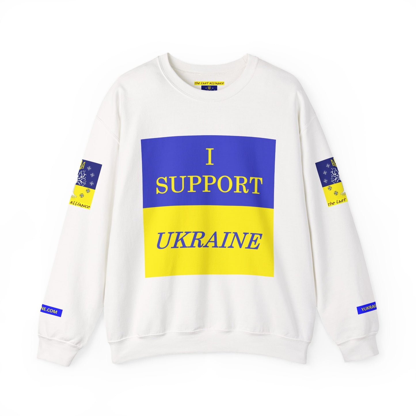 I Support Ukraine Crewneck Sweatshirt — Ukrainian Flag & Tryzub Support Pullover