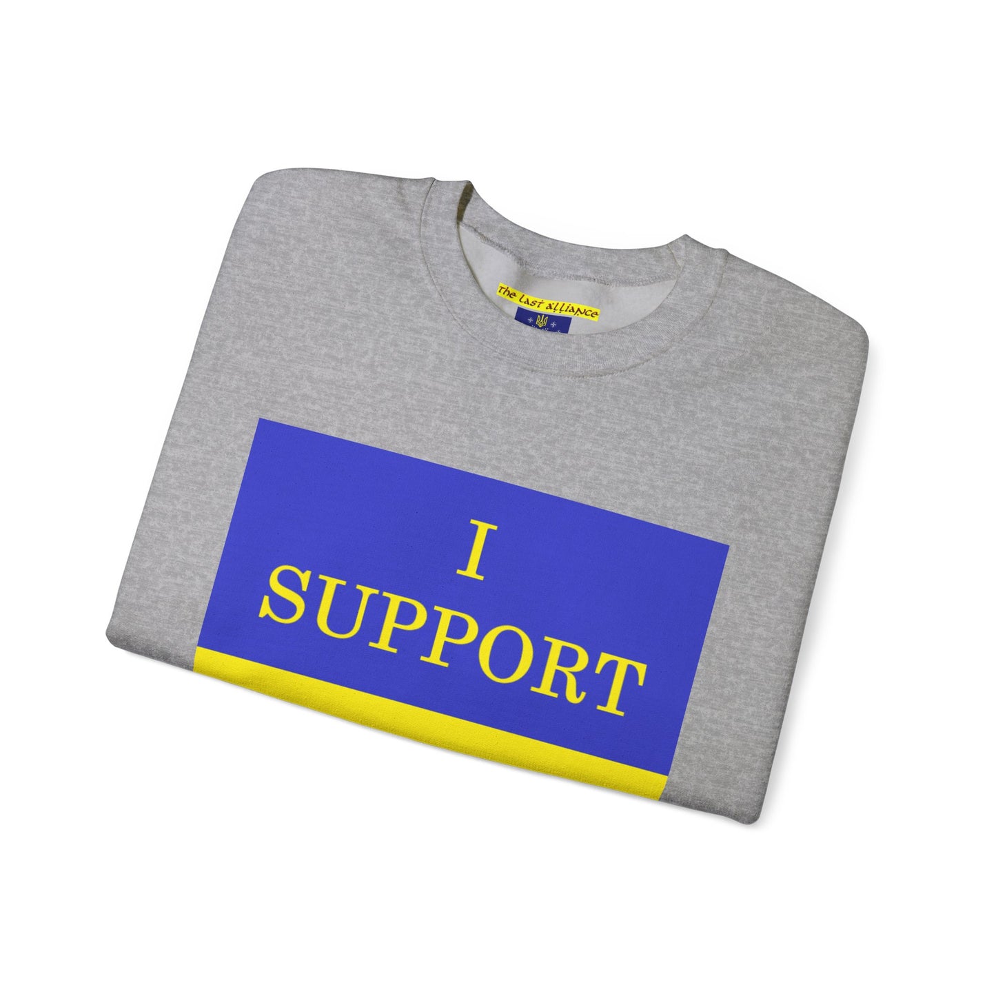 I Support Ukraine Crewneck Sweatshirt — Ukrainian Flag & Tryzub Support Pullover