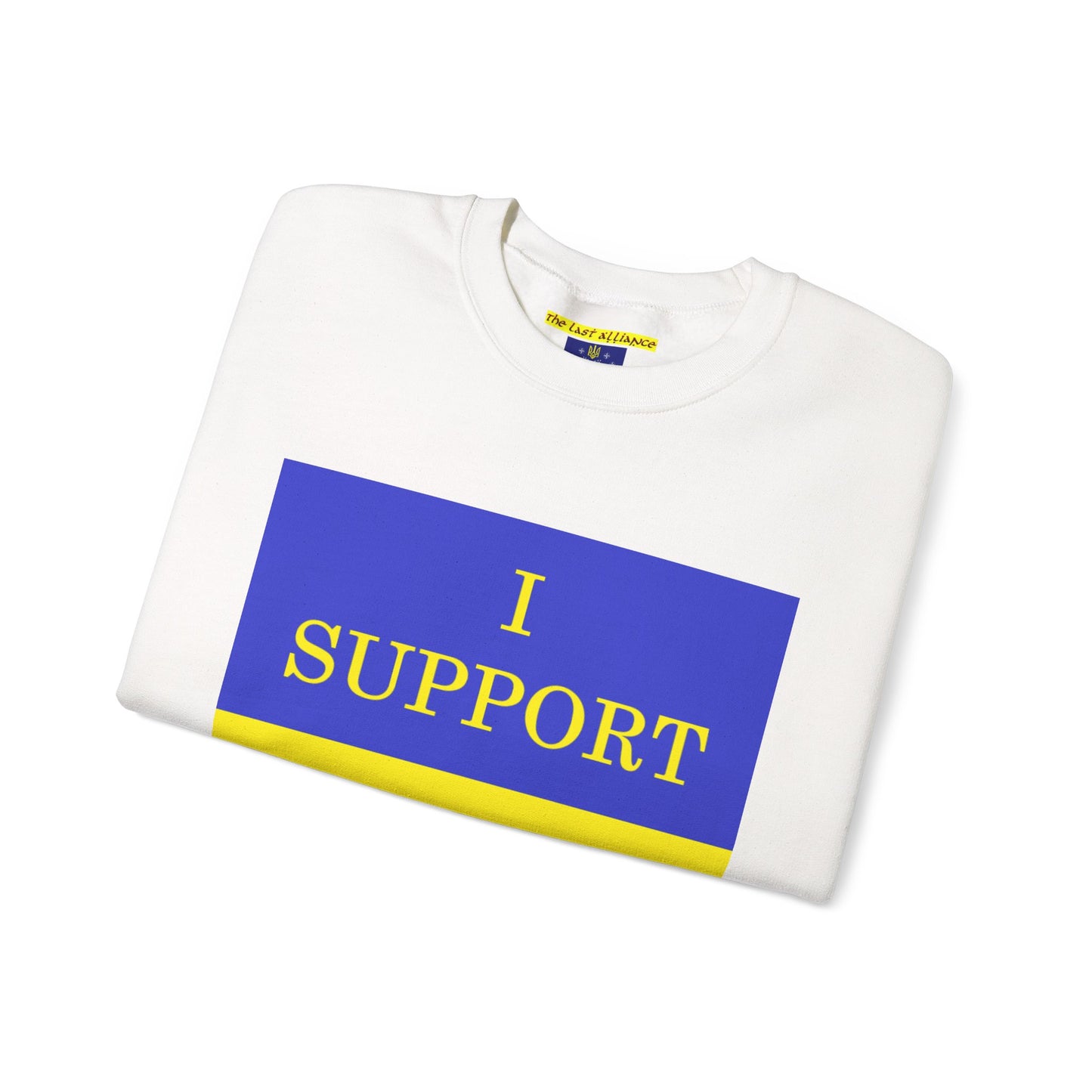 I Support Ukraine Crewneck Sweatshirt — Ukrainian Flag & Tryzub Support Pullover
