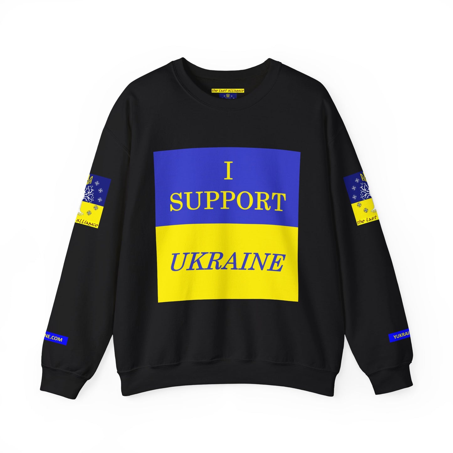 I Support Ukraine Crewneck Sweatshirt — Ukrainian Flag & Tryzub Support Pullover
