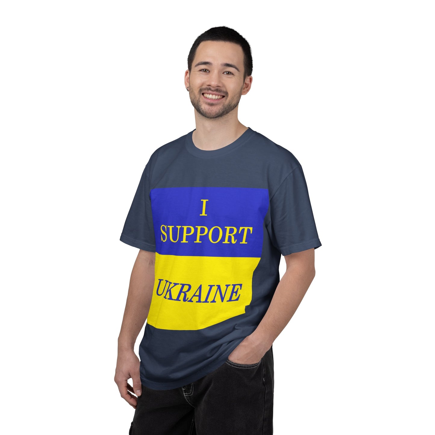 I Support Ukraine T-Shirt — Ukrainian Flag & Tryzub Graphic