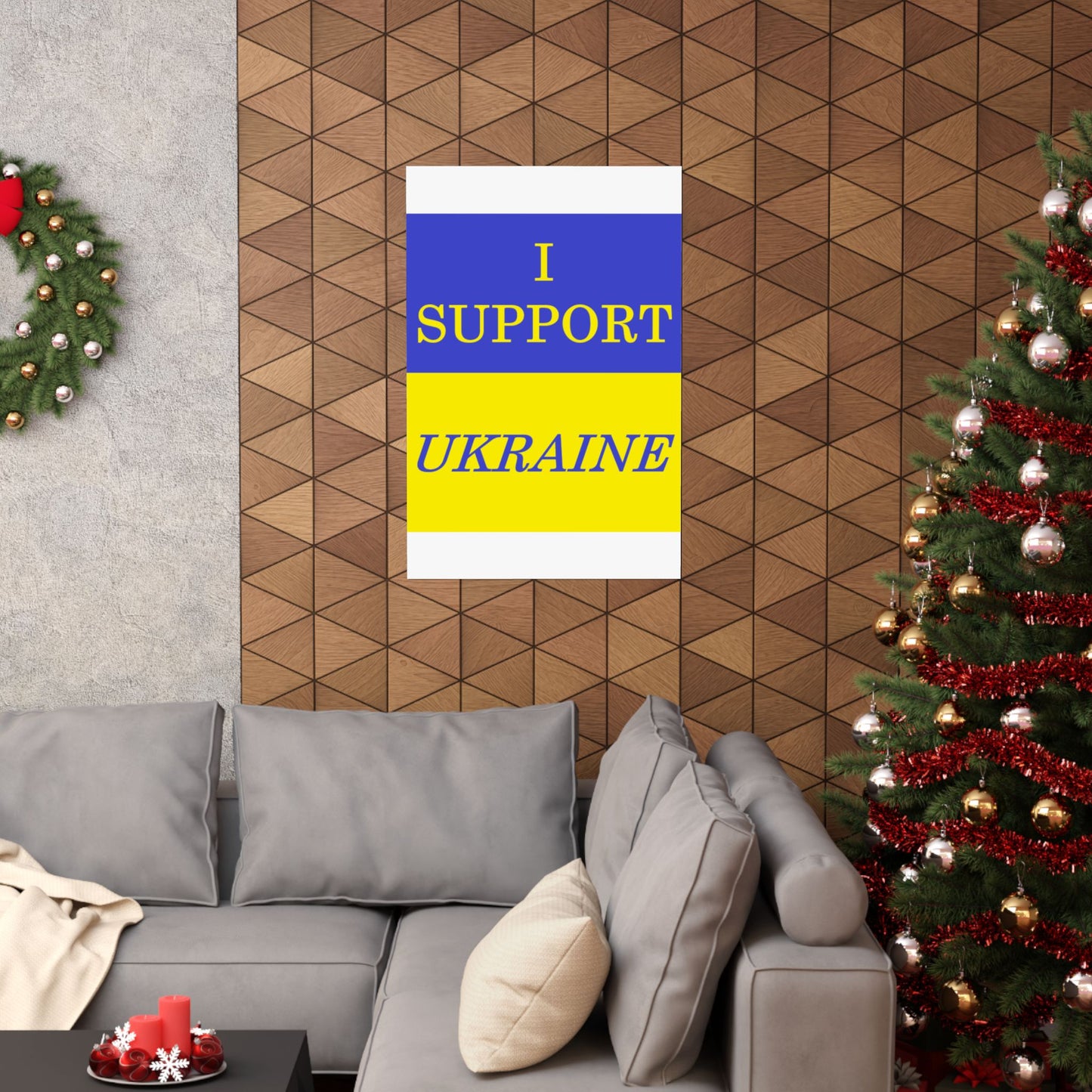 I Support Ukraine Matte Poster — Blue & Yellow Solid Flag Print